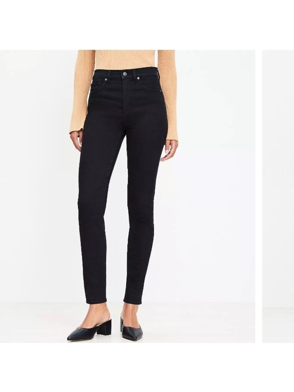 LOFT Black Mid-Rise Skinny Jeans Size 27/4
